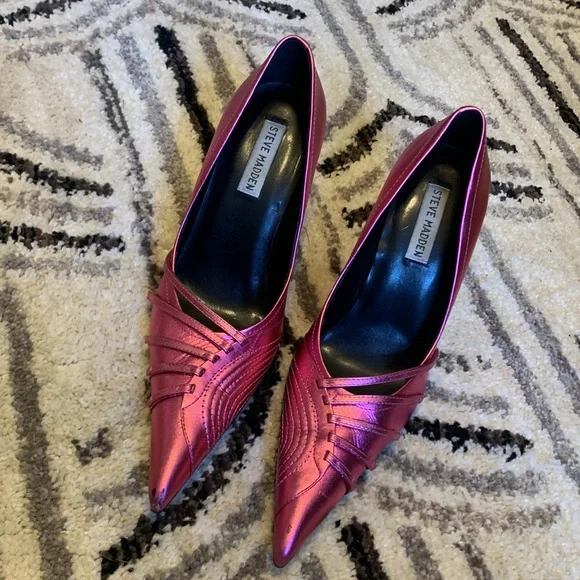 Barbiecore Metallic Hot Pink Steve Madden Stilettos Sz 8 - Picture 4 of 9